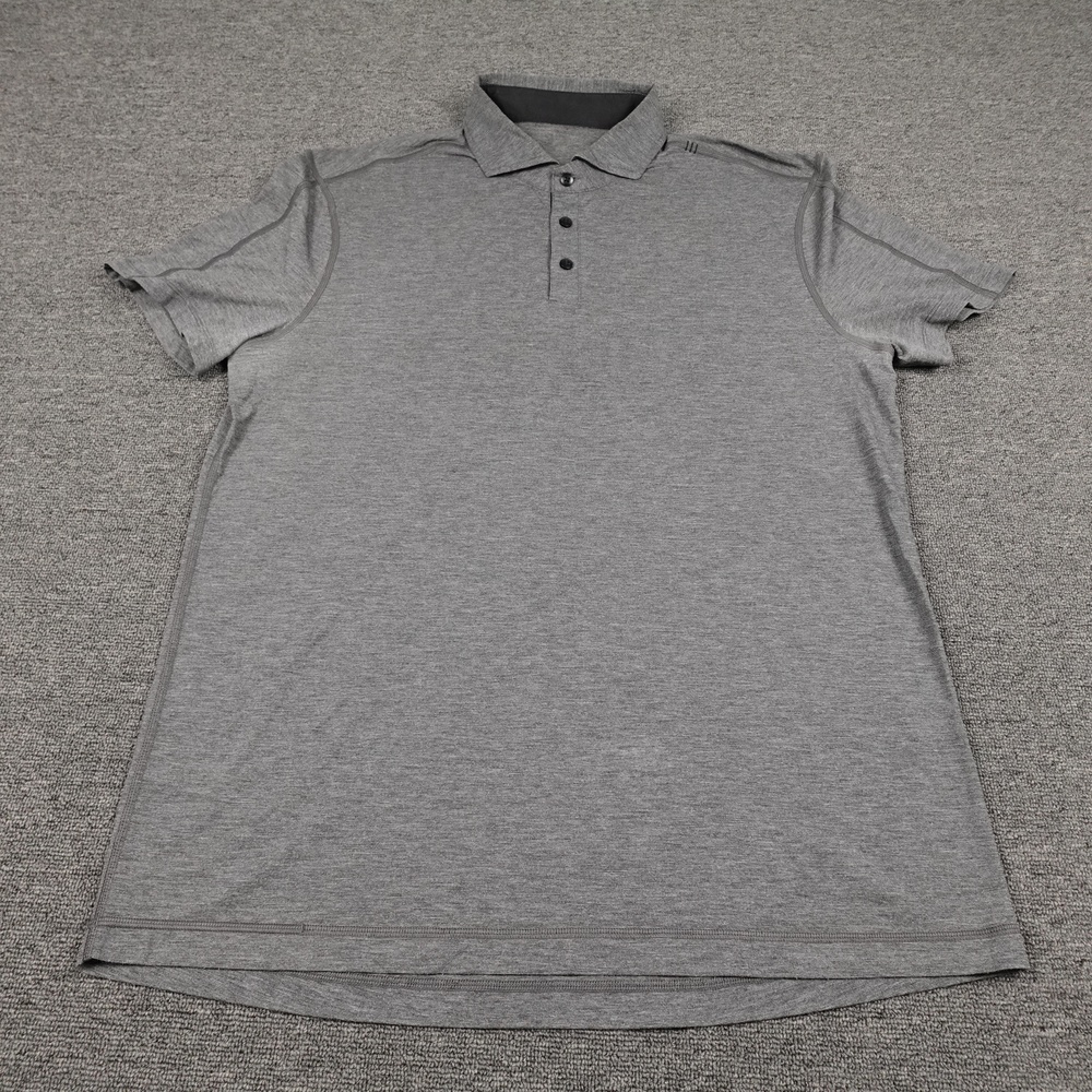 Lululemon Polo Shirt Mens Large Gray Jersey Golf Performance Stretch Casual